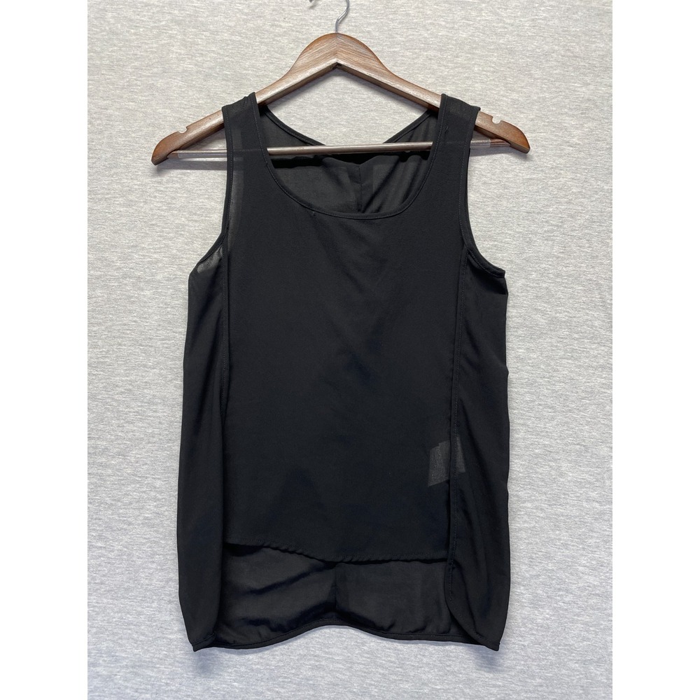 Love Couture Mesh Tank Top Womens Small Black High Low Hem Sleeveless Scoop Neck